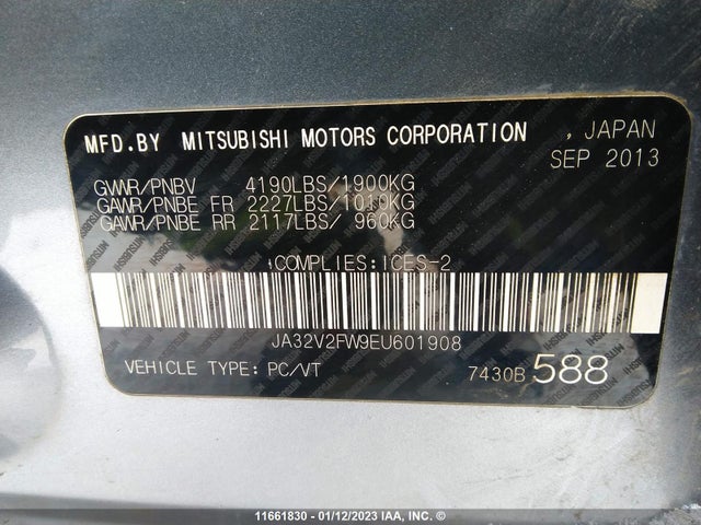 JA32V2FW9EU601908 Mitsubishi Lancer Se