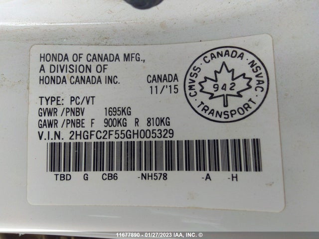 Honda Civic Lx 2016 2HGFC2F55GH005329 Image 9