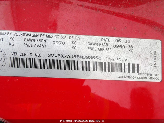 Volkswagen JETTA SE 2011 3VWBX7AJ5BM393558 Image 9
