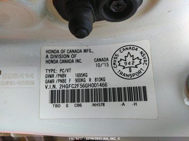 Honda Civic Lx 2016 2HGFC2F56GH001466 Image 9