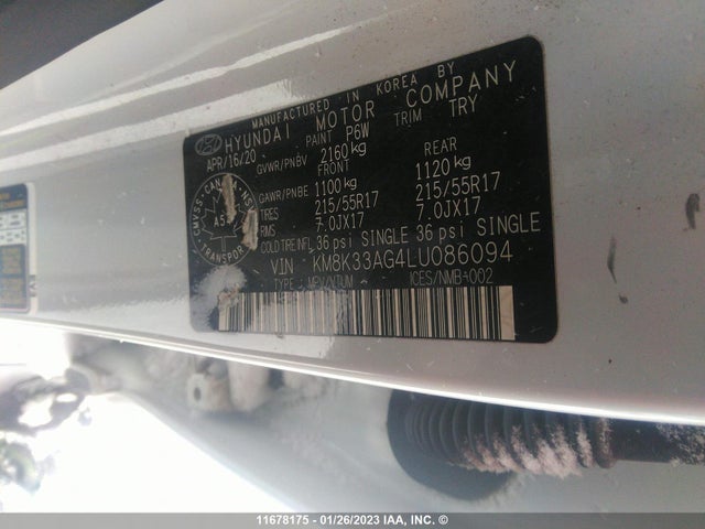 Hyundai Kona Limited 2020 KM8K33AG4LU086094 Image 10