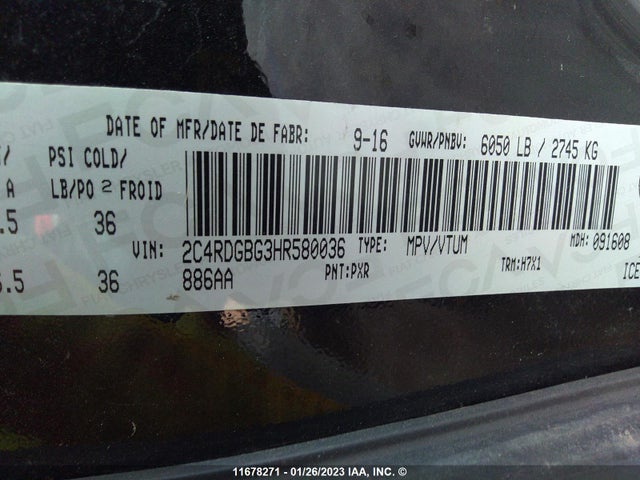 Dodge Grand Caravan Se 2017 2C4RDGBG3HR580036 Image 9