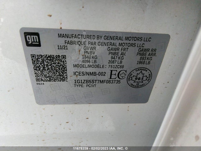 Chevrolet MALIBU LS 2021 1G1ZB5ST7MF083735 Image 9