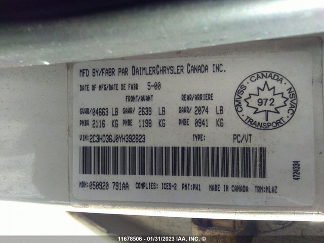2C3HD36J0YH392823 Chrysler Concorde Lxi