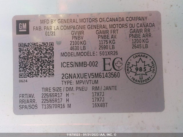 Chevrolet EQUINOX LT 2021 2GNAXUEV5M6143560 Image 9