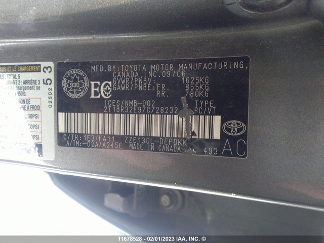 Toyota COROLLA CE/LE/S 2007 2T1BR32E97C728232 Image 10