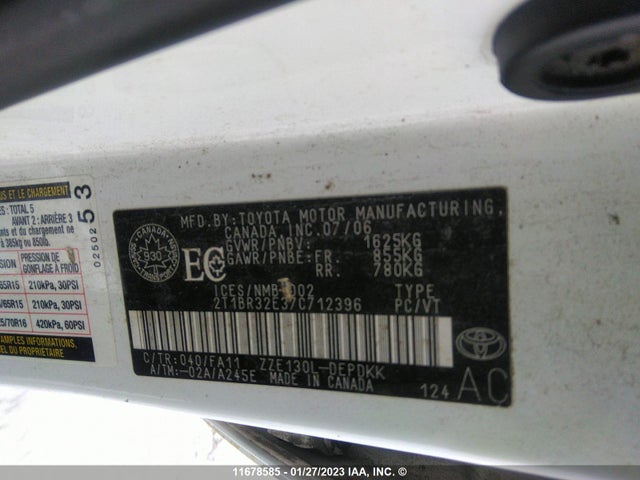 Toyota COROLLA CE/LE/S 2007 2T1BR32E37C712396 Image 10