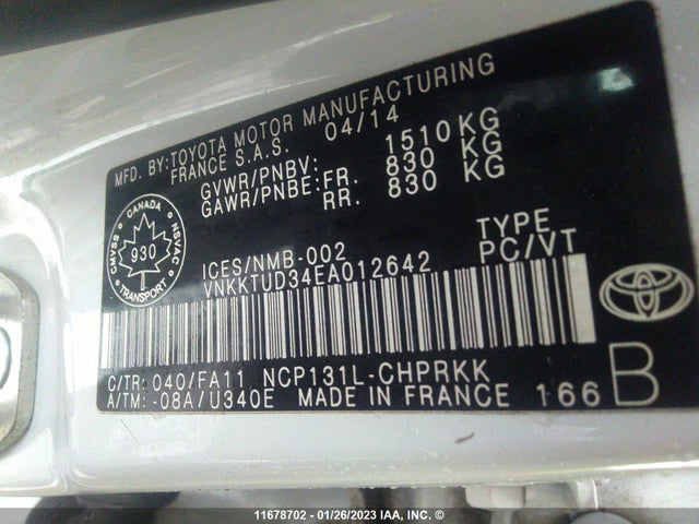 Toyota Yaris 2014 VNKKTUD34EA012642 Image 10
