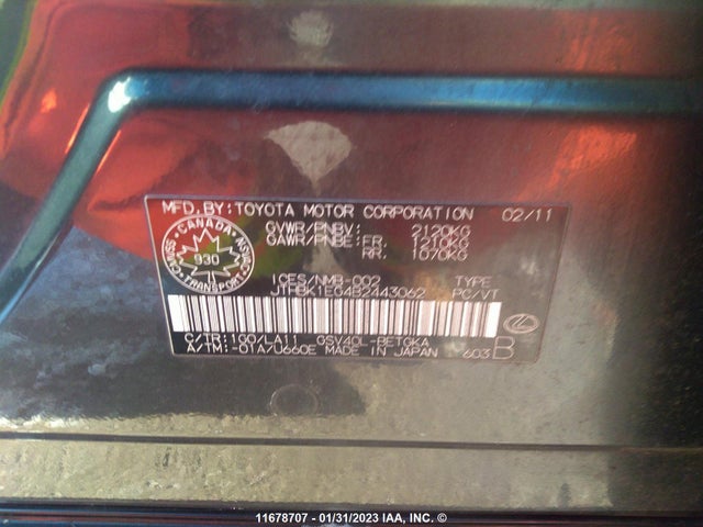 JTHBK1EG4B2443062 Lexus ES 350