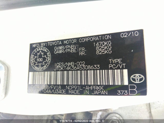 Toyota Yaris 2010 JTDKT4K36A5308633 Image 11