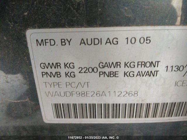 WAUDF98E26A112268 Audi A4 2.0t Quattro