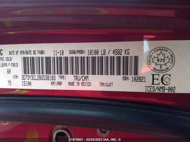 Dodge RAM 3500 2011 3D73Y3CL2BG538183 Image 9