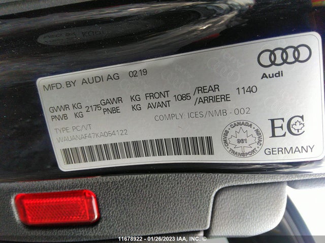 WAUANAF47KA054122 Audi A4 Komfort