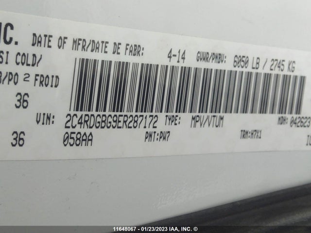 Dodge Grand Caravan Se 2014 2C4RDGBG9ER287172 Image 9