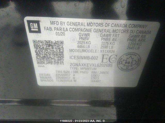 Chevrolet EQUINOX LT 2020 2GNAXKEVXL6202685 Image 9