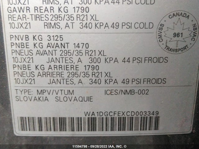WA1DGCFEXCD003349 Audi Q7 Prestige