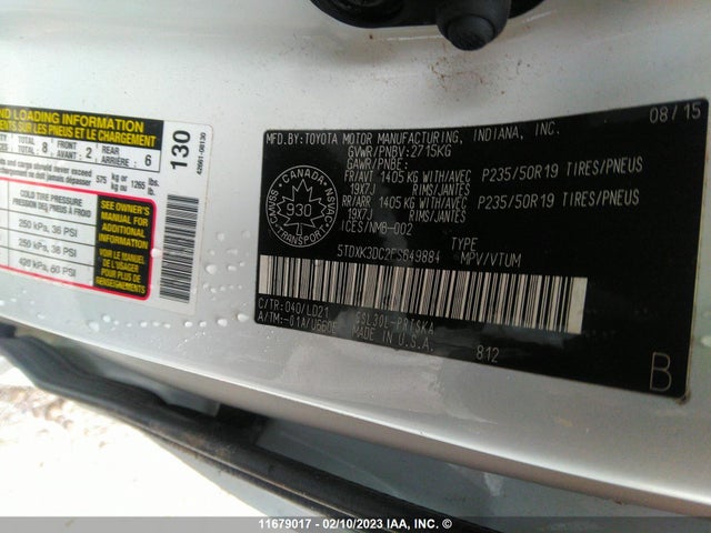 Toyota SIENNA 2015 5TDXK3DC2FS649884 Image 10