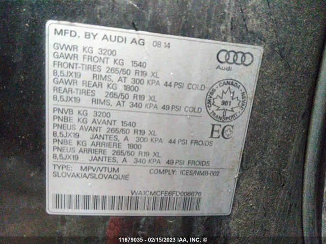 WA1CMCFE6FD006676 Audi Q7 Tdi/premium