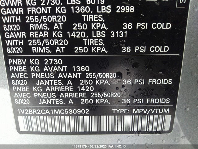 Volkswagen ATLAS SEL 2021 1V2BR2CA1MC530902 Image 10