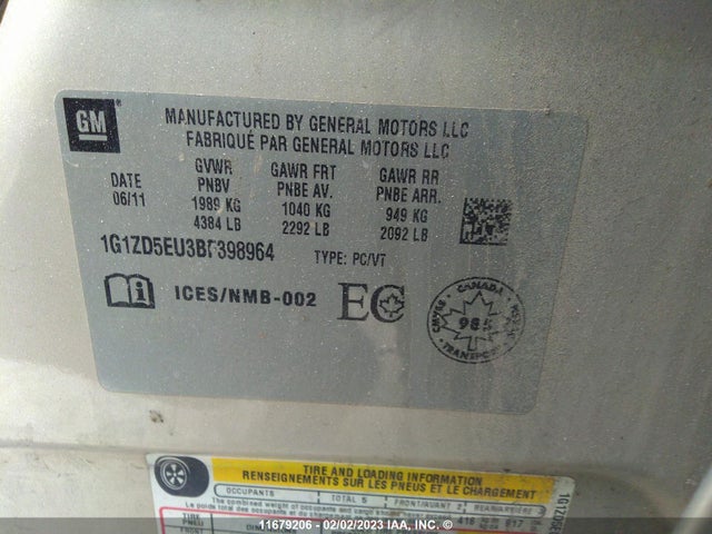Chevrolet MALIBU 2011 1G1ZD5EU3BF398964 Image 11