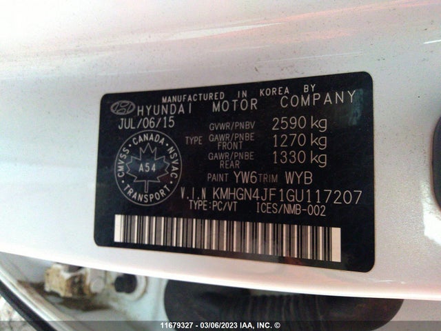 Hyundai Genesis 5.0l 2016 KMHGN4JF1GU117207 Image 10