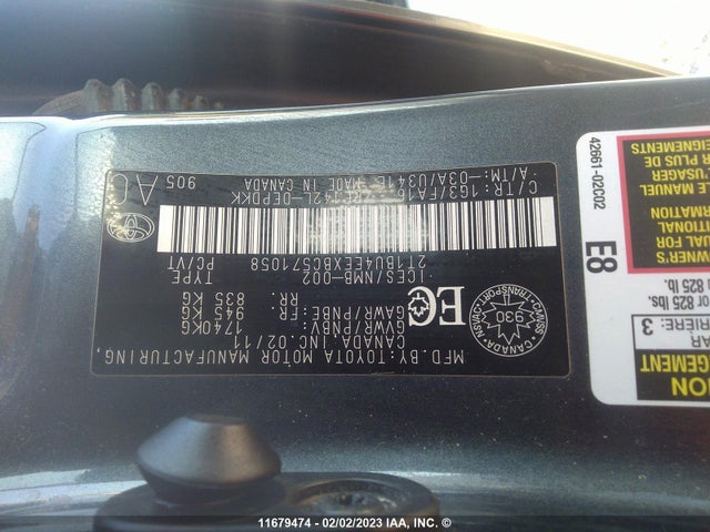 Toyota Corolla S/le 2011 2T1BU4EEXBC571058 Image 11