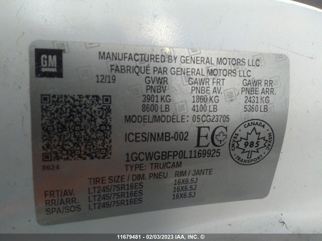 Chevrolet Express G2500 2020 1GCWGBFP0L1169925 Image 9