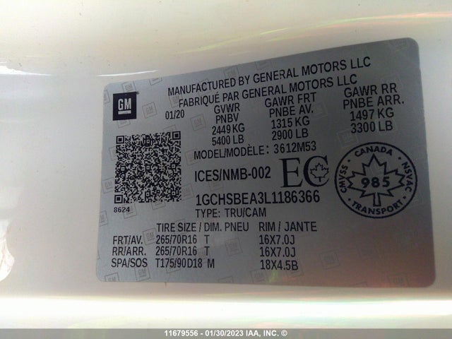 Chevrolet Colorado 2020 1GCHSBEA3L1186366 Image 9