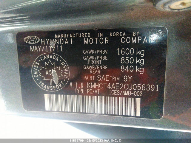 Hyundai Accent 2012 KMHCT4AE2CU056391 Image 9