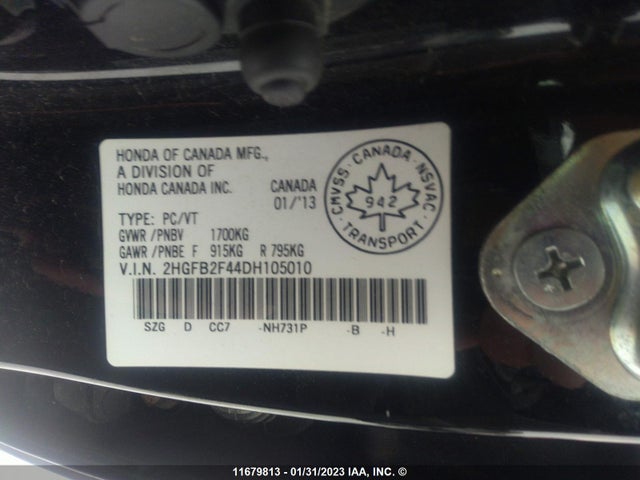 Honda Civic Lx 2013 2HGFB2F44DH105010 Image 11