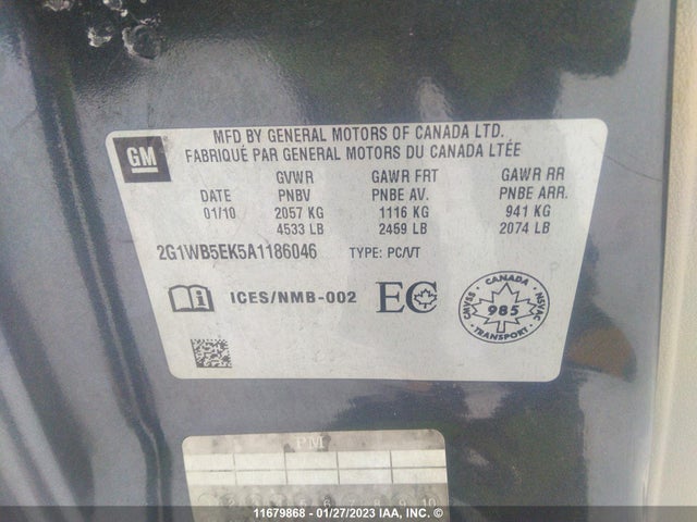 Chevrolet IMPALA 2010 2G1WB5EK5A1186046 Image 10