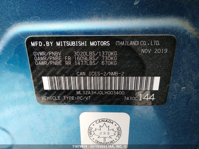 ML32A3HJ0LH003400 Mitsubishi MIRAGE ES