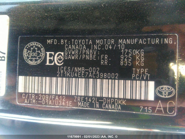 Toyota Matrix 2010 2T1KU4EE7AC398002 Image 10