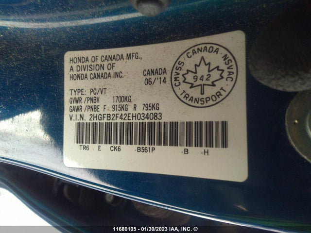 Honda Civic Lx 2014 2HGFB2F42EH034083 Image 9