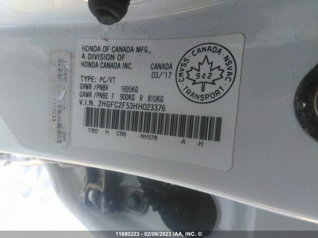 Honda Civic Lx 2017 2HGFC2F53HH023376 Image 10