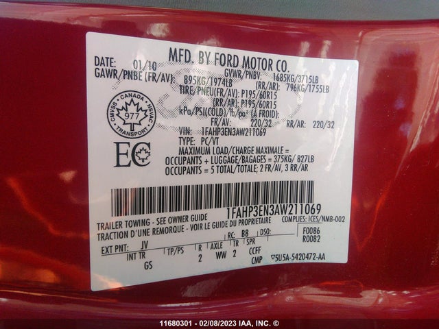Продажа на аукционе авто 2010 Ford Focus S, vin: 1FAHP3EN3AW211069, номер лота: 11680301