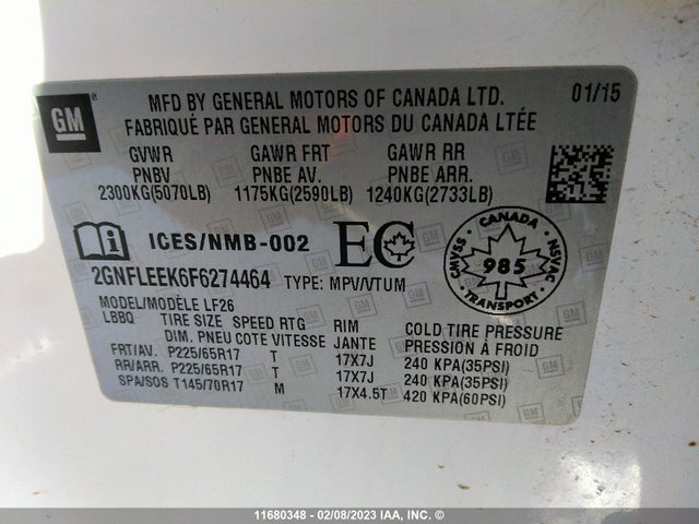 Chevrolet EQUINOX LS 2015 2GNFLEEK6F6274464 Image 9