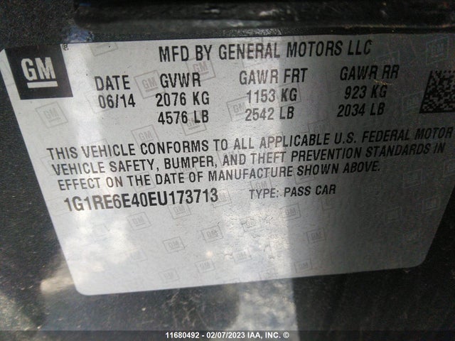 Chevrolet Volt 2014 1G1RE6E40EU173713 Image 9