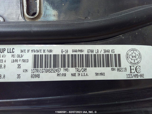 Dodge RAM 1500 2010 1D7RV1GT6AS252457 Image 11