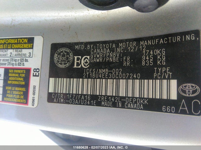 Toyota Corolla S/le 2013 2T1BU4EE3DC007240 Image 10
