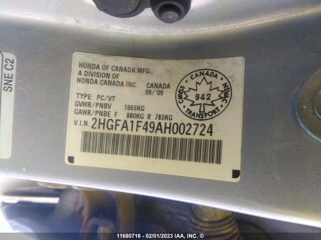 Honda Civic Dx-g 2010 2HGFA1F49AH002724 Image 11