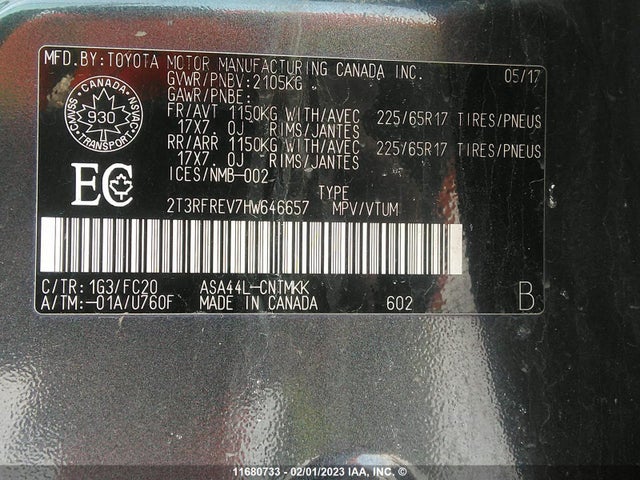 Toyota Rav4 Xle 2017 2T3RFREV7HW646657 Image 10