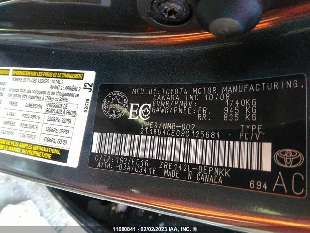 Toyota Corolla S/le/xle 2009 2T1BU40E69C125684 Image 10