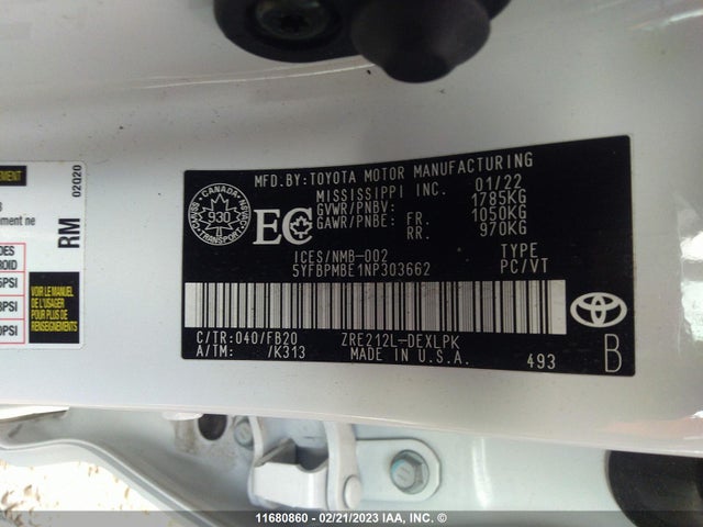 Toyota COROLLA LE 2022 5YFBPMBE1NP303662 Image 10