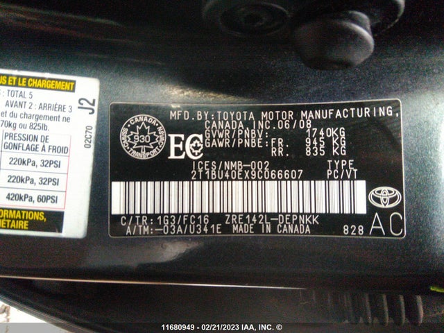 Toyota Corolla S/le/xle 2009 2T1BU40EX9C066607 Image 11