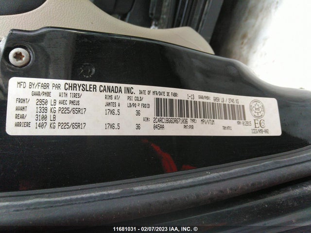 2C4RC1BG6DR671036 Chrysler Town & Country Touring