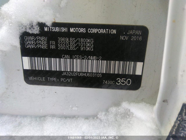 JA32U2FU6HU603105 Mitsubishi LANCER ES