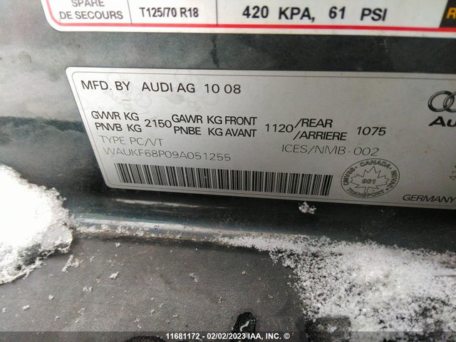 WAUKF68P09A051255 Audi A3 2.0t Quattro