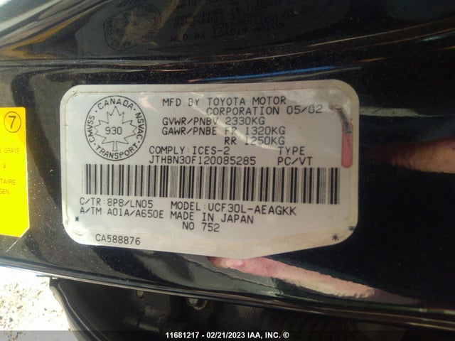 Lexus LS 430 2002 JTHBN30F120085285 Image 10