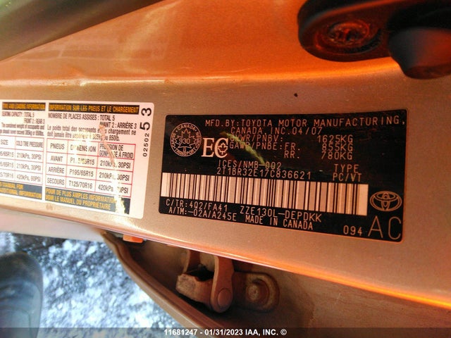 Toyota COROLLA CE/LE/S 2007 2T1BR32E17C836621 Image 10